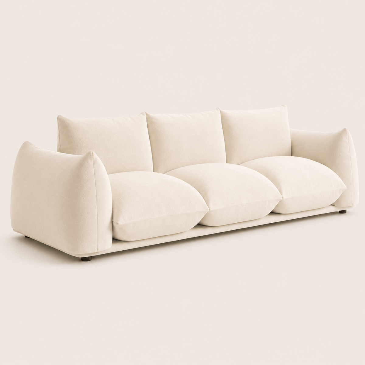 Montara Living 4-Seater Cream Contemporary Sofa with Curved Arms