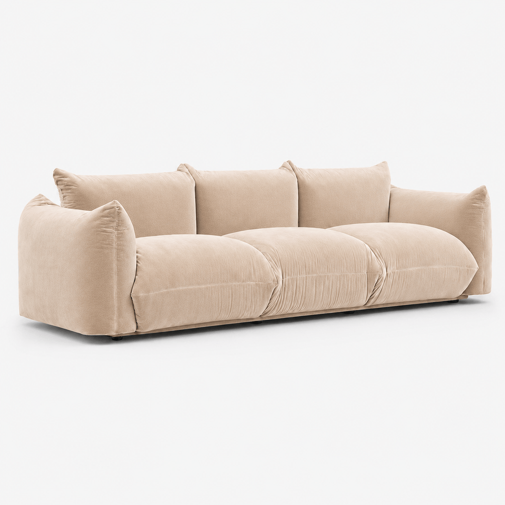 Montara Living 4-Seater Cream Contemporary Sofa with Curved Arms