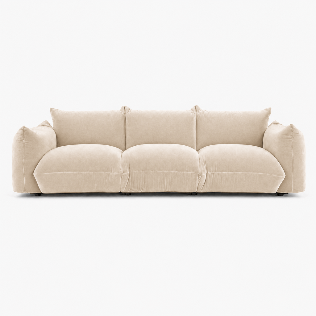 Montara Living 4-Seater Cream Contemporary Sofa with Curved Arms