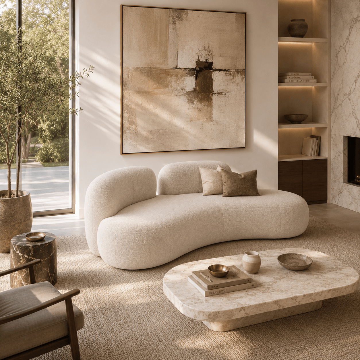 Montara Living 4-Seater Cream Contemporary Sofa with Curved Profile Image