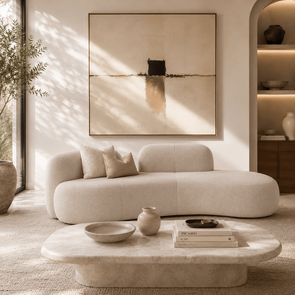 Montara Living 4-Seater Cream Contemporary Sofa with Curved Profile