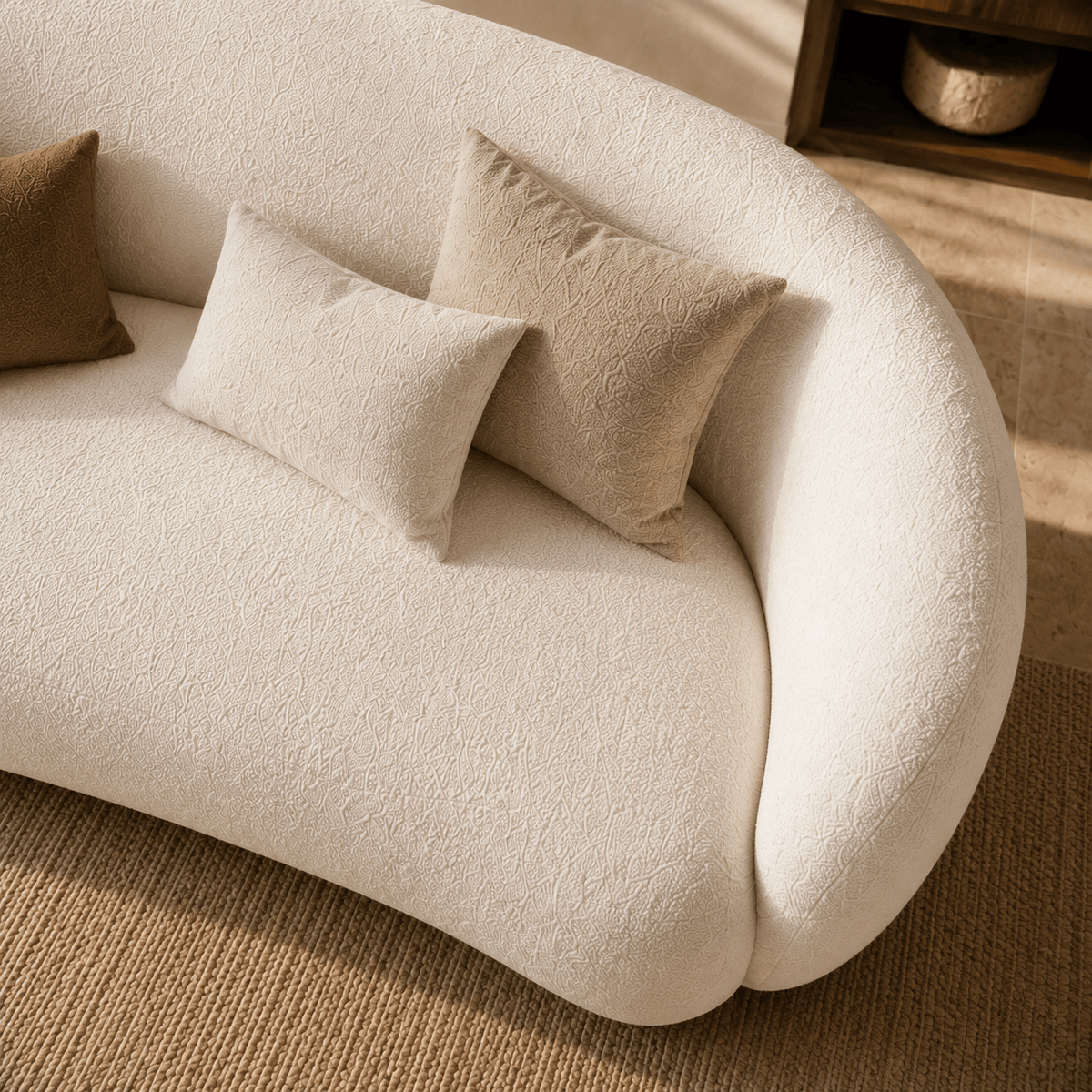 Montara Living 4-Seater Cream Contemporary Sofa with Curved Silhouette