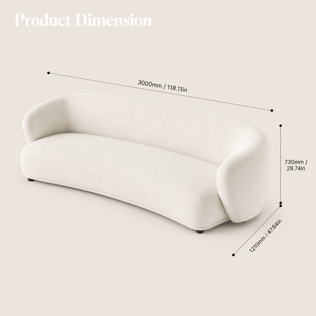 Montara Living 4-Seater Cream Contemporary Sofa with Curved Silhouette
