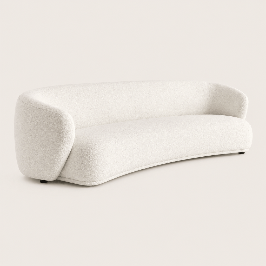 Montara Living 4-Seater Cream Contemporary Sofa with Curved Silhouette