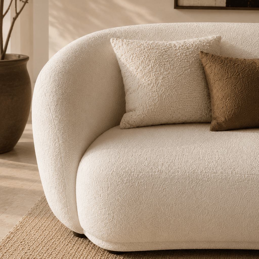 Montara Living 4-Seater Cream Contemporary Sofa with Curved Silhouette
