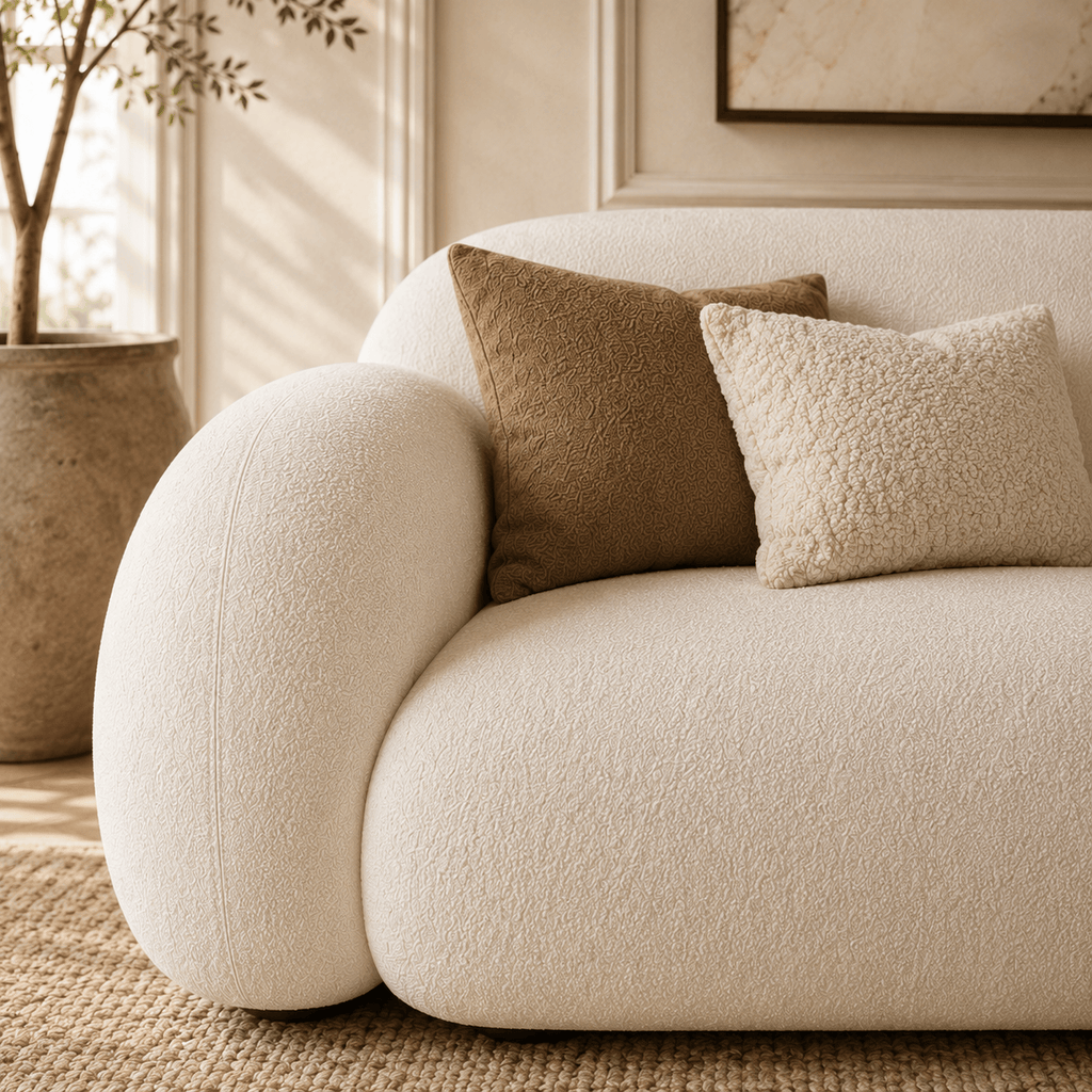 Montara Living 4-Seater Cream Contemporary Sofa with Rounded Arms