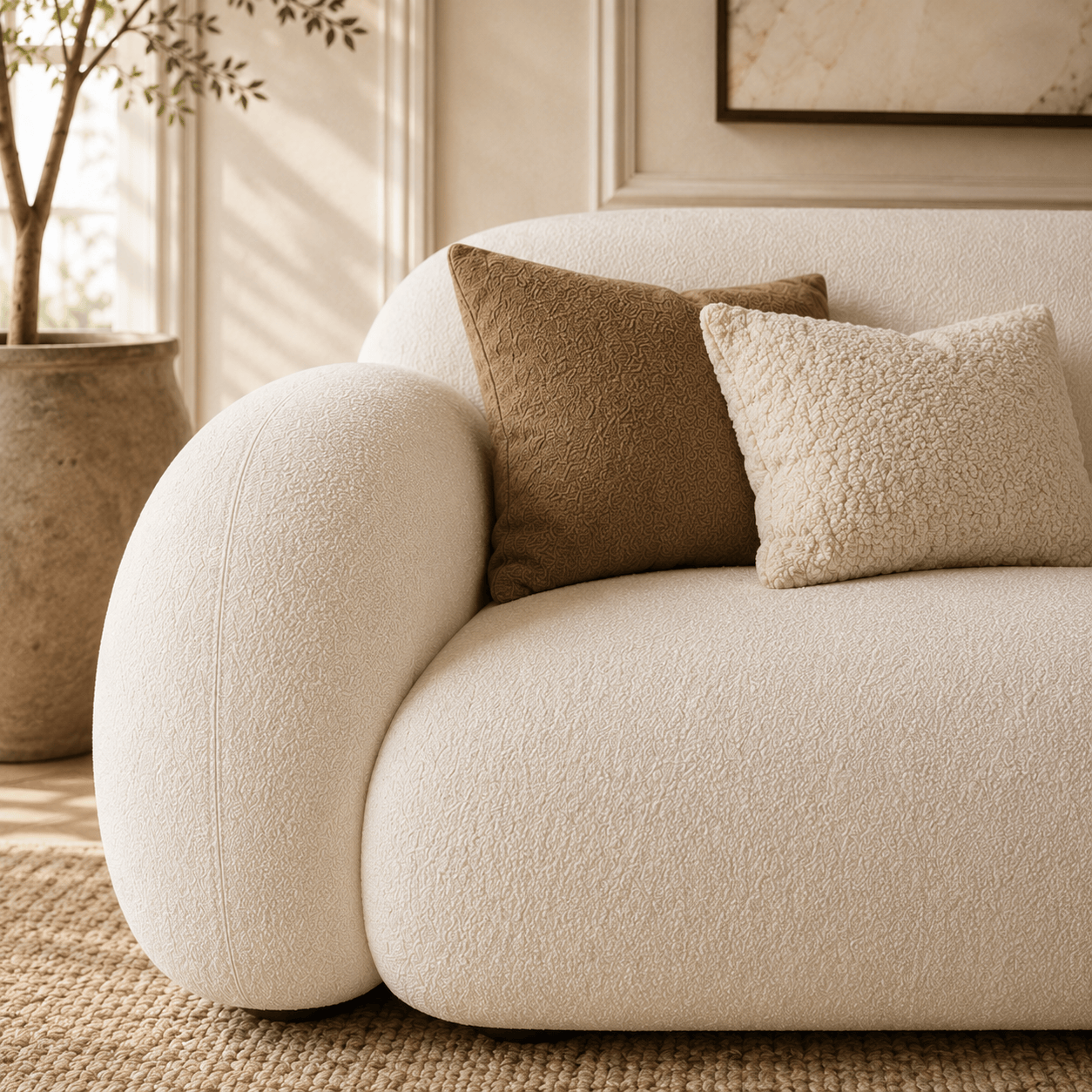Montara Living 4-Seater Cream Contemporary Sofa with Rounded Arms Image