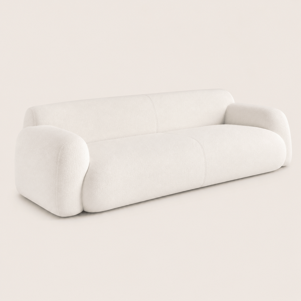Montara Living 4-Seater Cream Contemporary Sofa with Rounded Arms