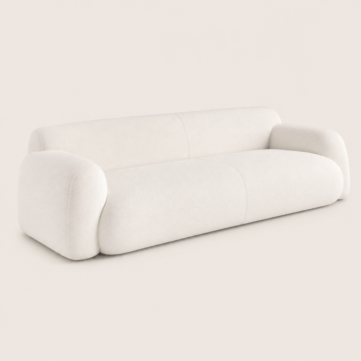 Montara Living 4-Seater Cream Contemporary Sofa with Rounded Arms