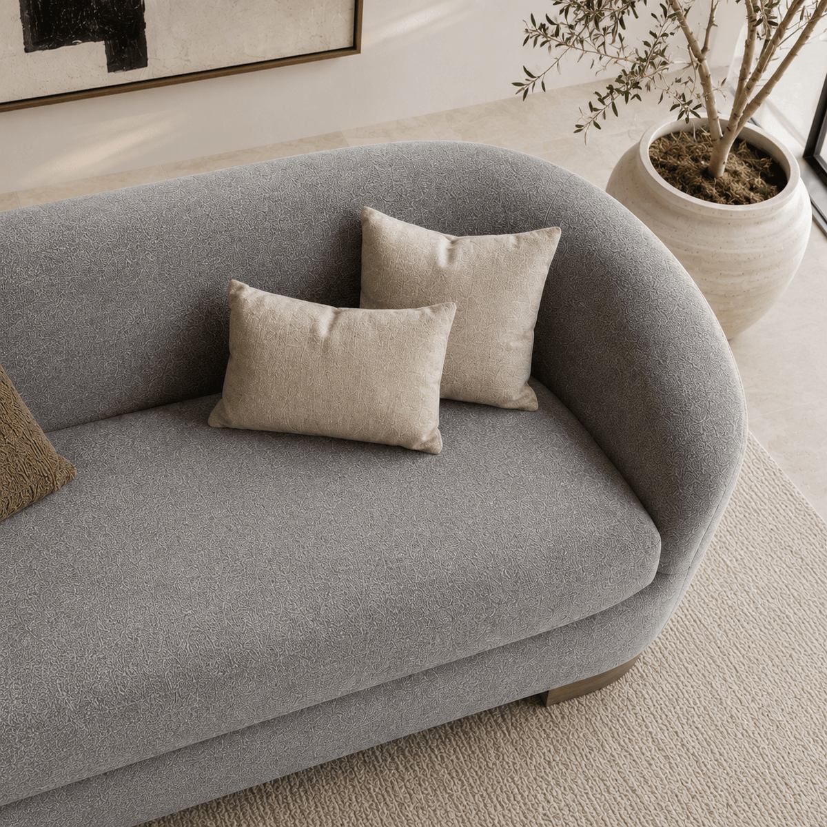 Montara Living 4-Seater Gray Contemporary Sofa with Rounded Silhouette