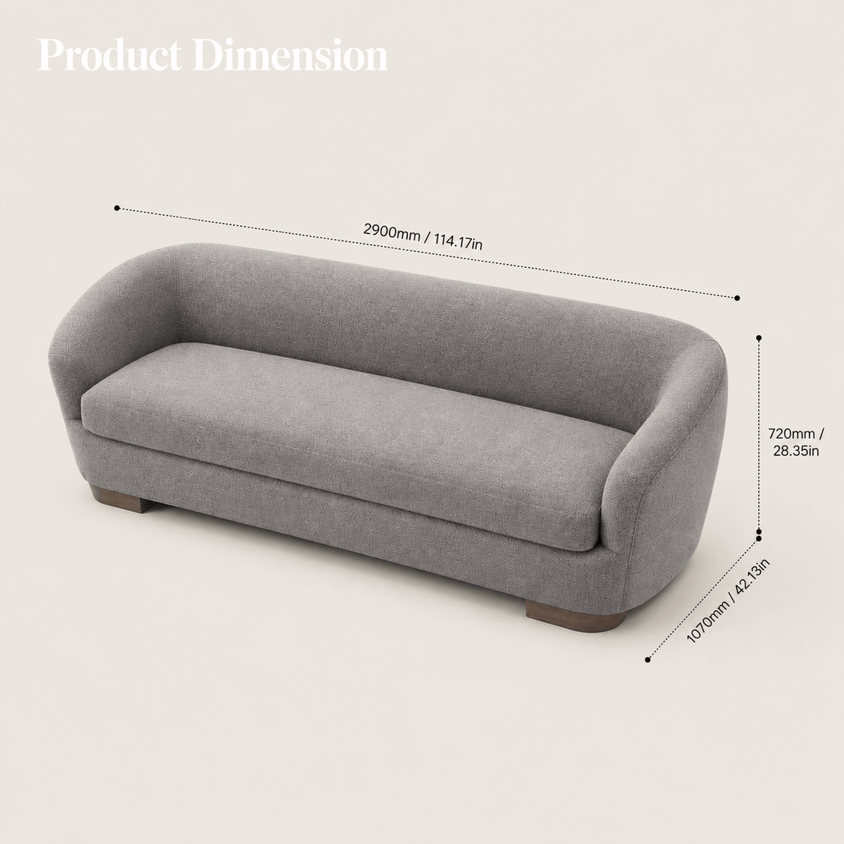 Montara Living 4-Seater Gray Contemporary Sofa with Rounded Silhouette
