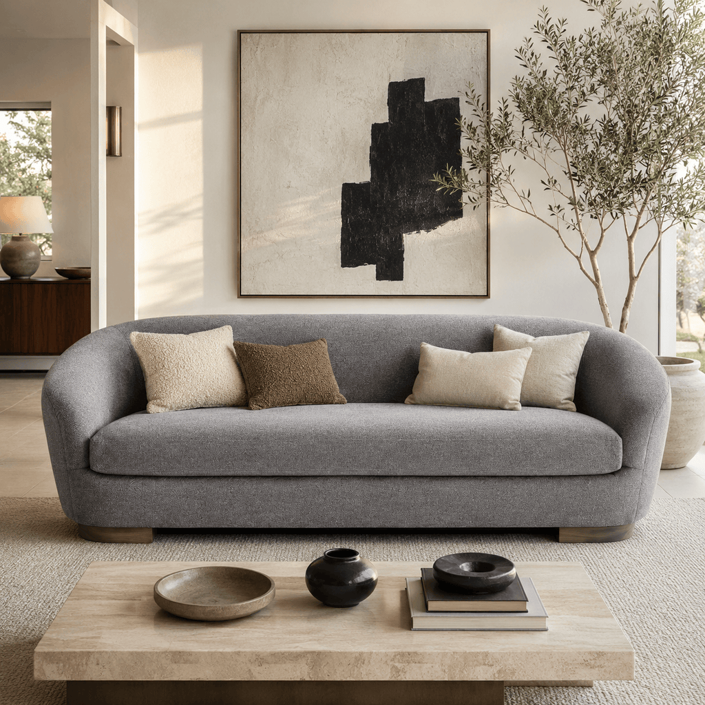 Montara Living 4-Seater Gray Contemporary Sofa with Rounded Silhouette