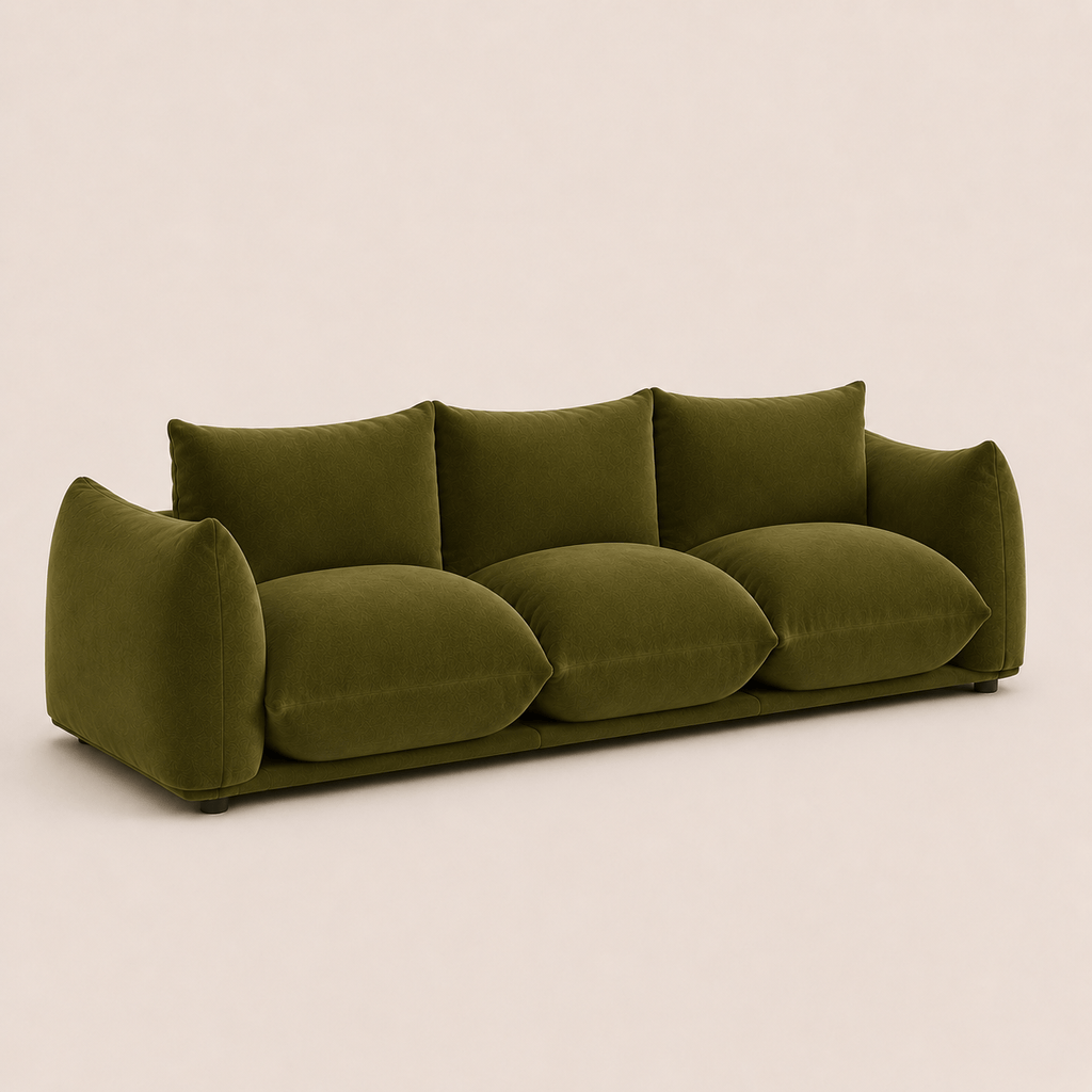 Montara Living 4-Seater Green Contemporary Sofa with Curved Arms