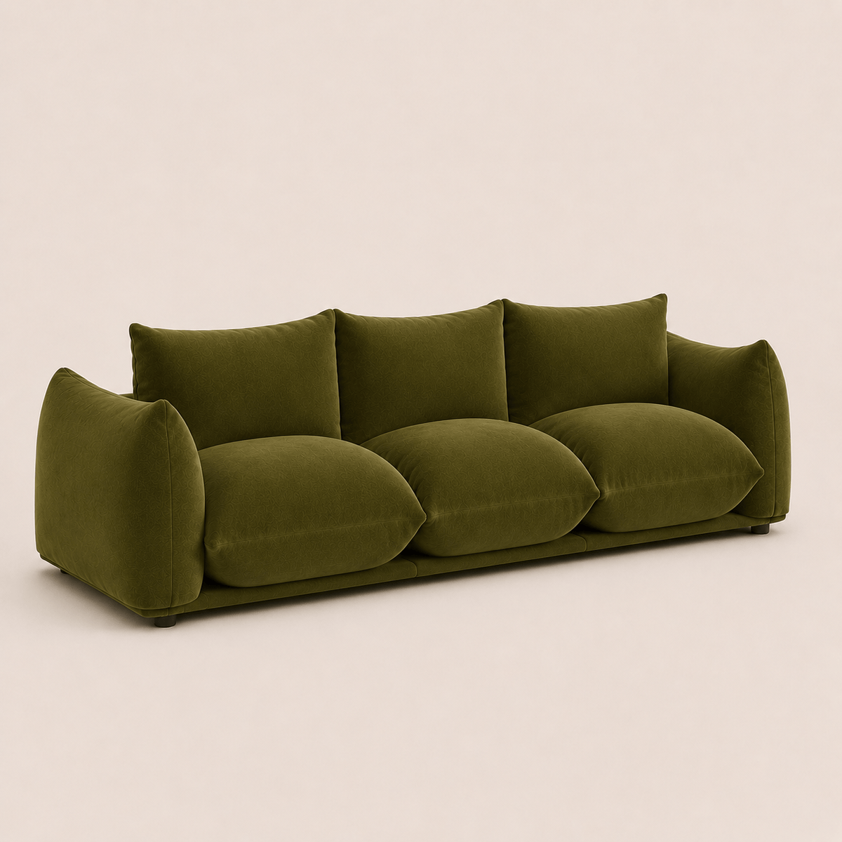 Montara Living 4-Seater Green Contemporary Sofa with Curved Arms