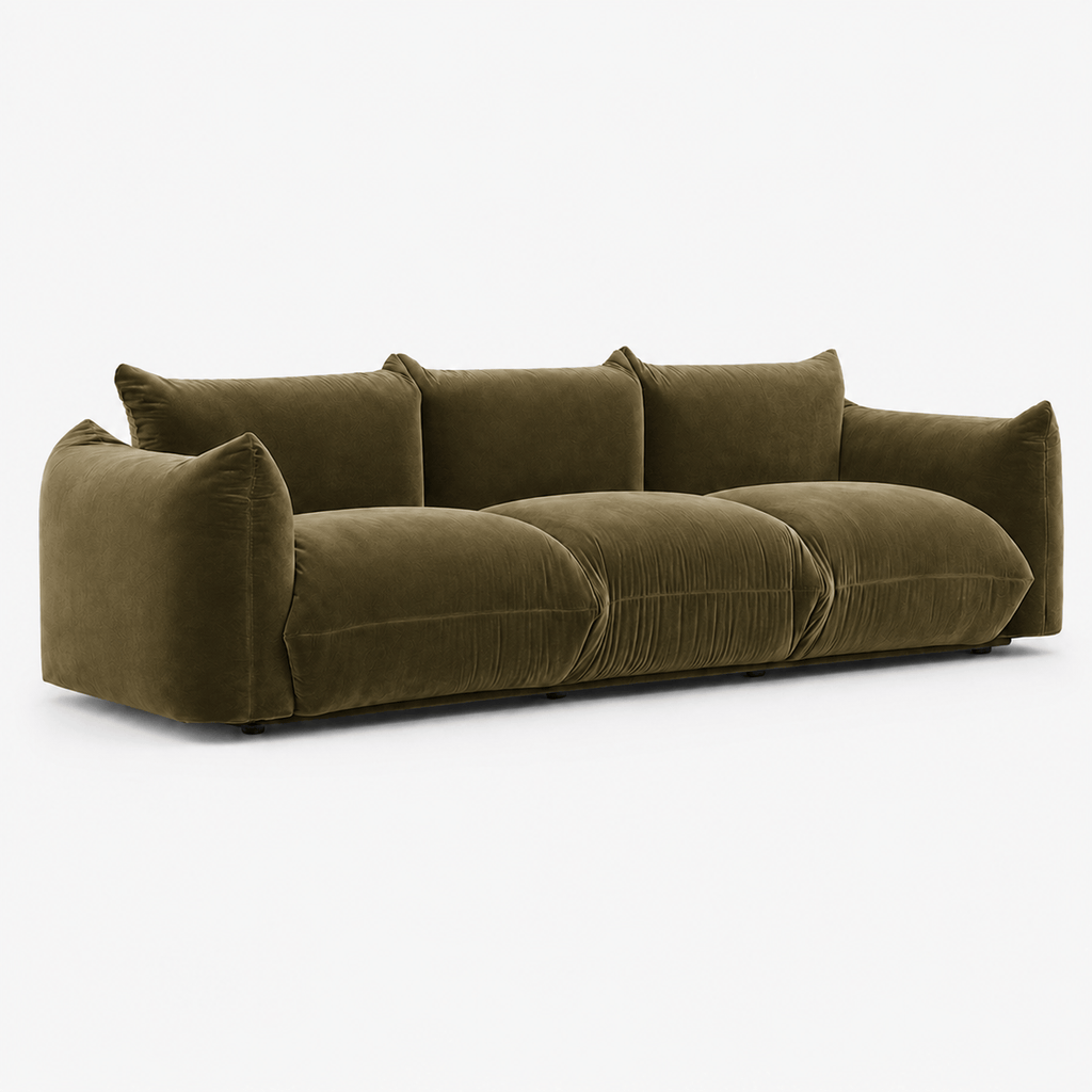 Montara Living 4-Seater Green Contemporary Sofa with Curved Arms