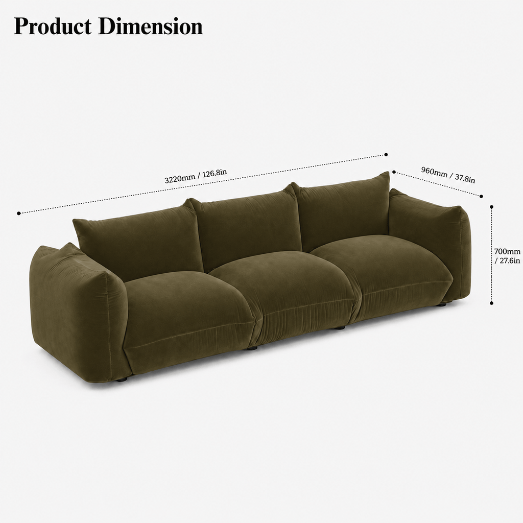 Montara Living 4-Seater Green Contemporary Sofa with Curved Arms