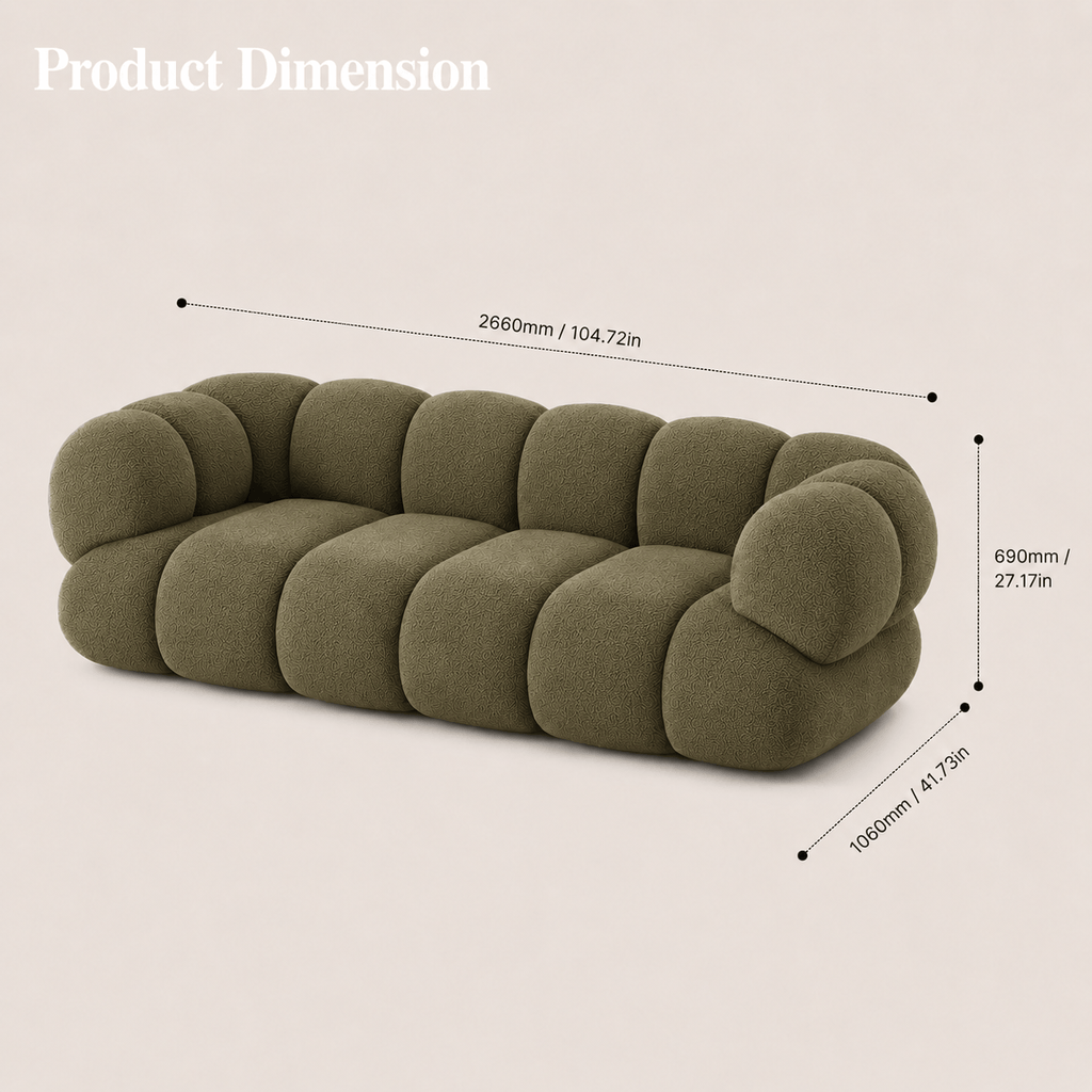 Montara Living 4-Seater Green Contemporary Sofa with Rounded Segments