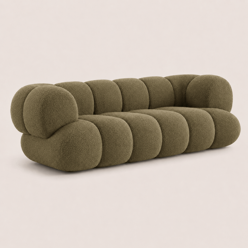 Montara Living 4-Seater Green Contemporary Sofa with Rounded Segments