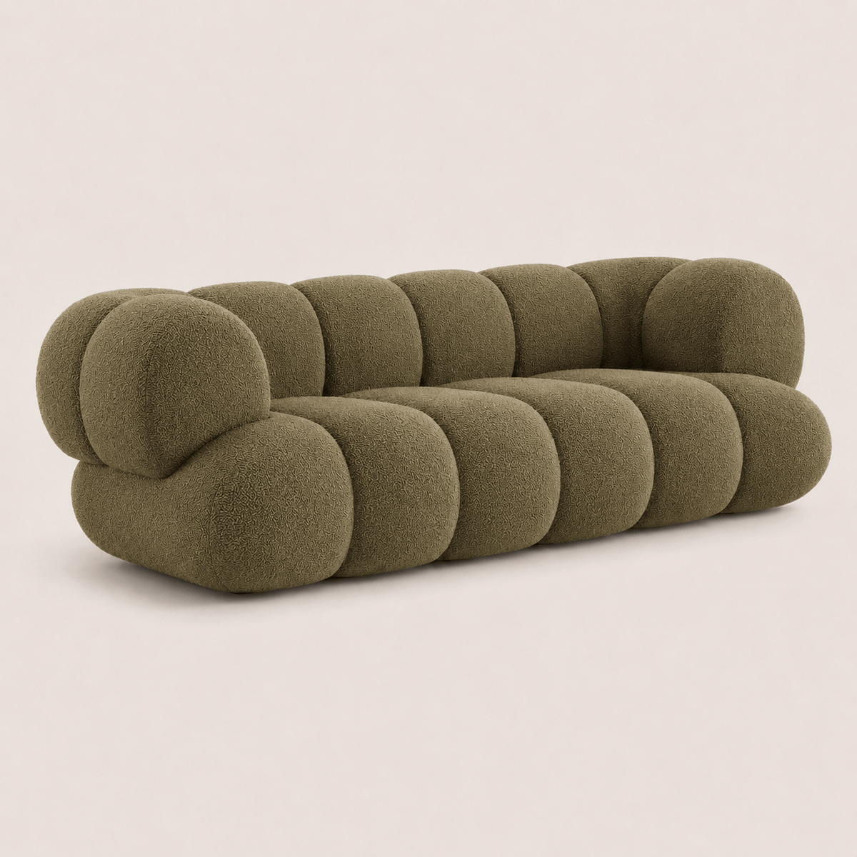 Montara Living 4-Seater Green Contemporary Sofa with Rounded Segments