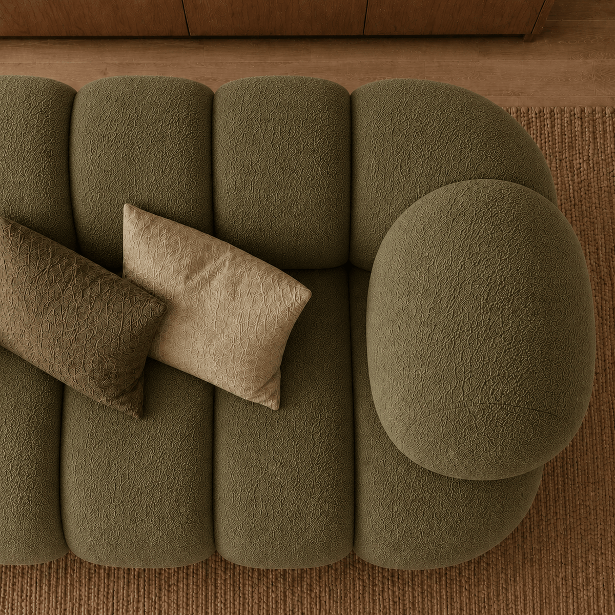 Montara Living 4-Seater Green Contemporary Sofa with Rounded Segments