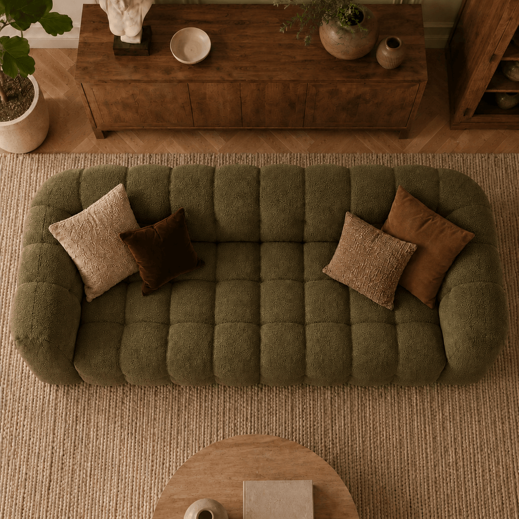 Montara Living 4-Seater Green Upholstered Modern Luxury Living Room Sofa