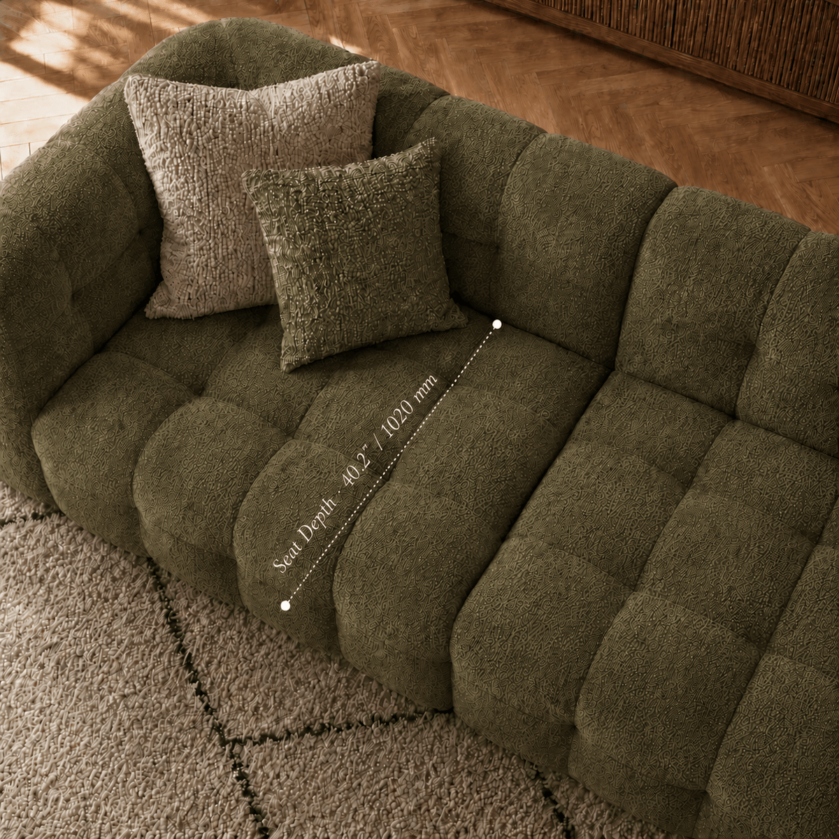 Montara Living 4-Seater Green Upholstered Modern Luxury Living Room Sofa
