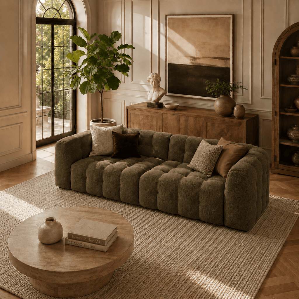 Montara Living 4-Seater Green Upholstered Modern Luxury Living Room Sofa