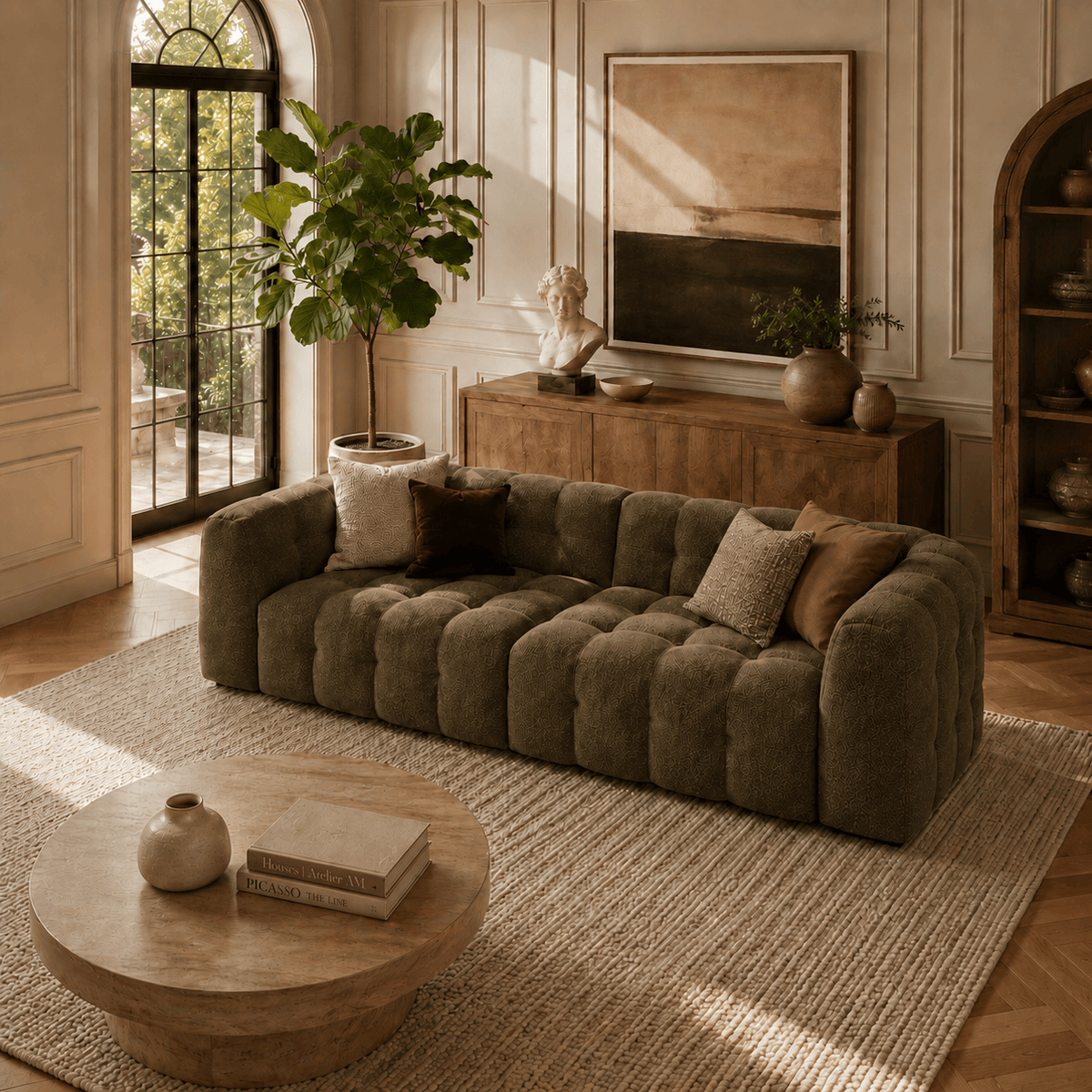 Montara Living 4-Seater Green Upholstered Modern Luxury Living Room Sofa