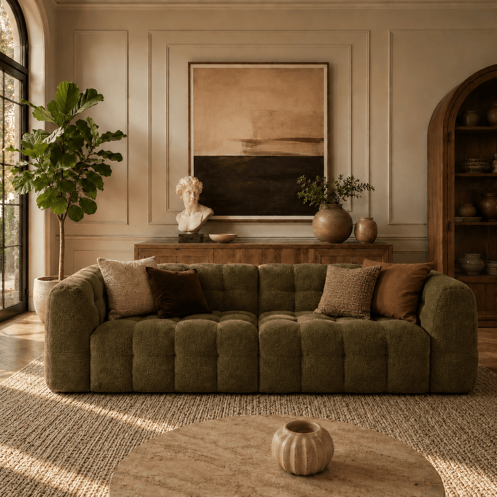 Montara Living 4-Seater Green Upholstered Modern Luxury Living Room Sofa