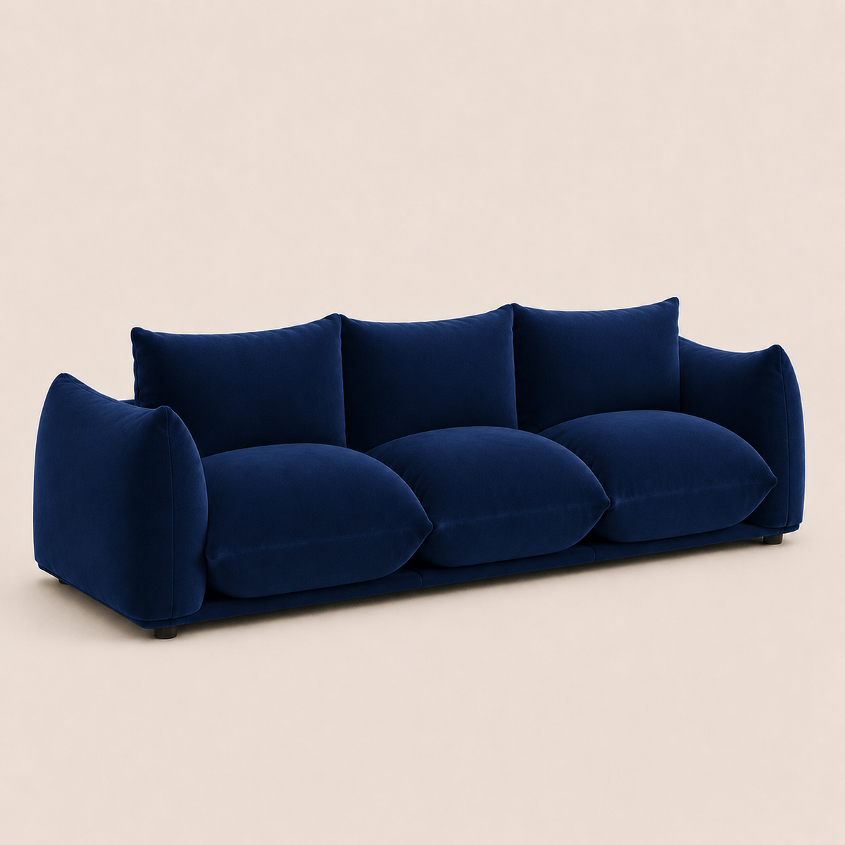 Montara Living 4-Seater Navy Blue Contemporary Sofa with Curved Arms