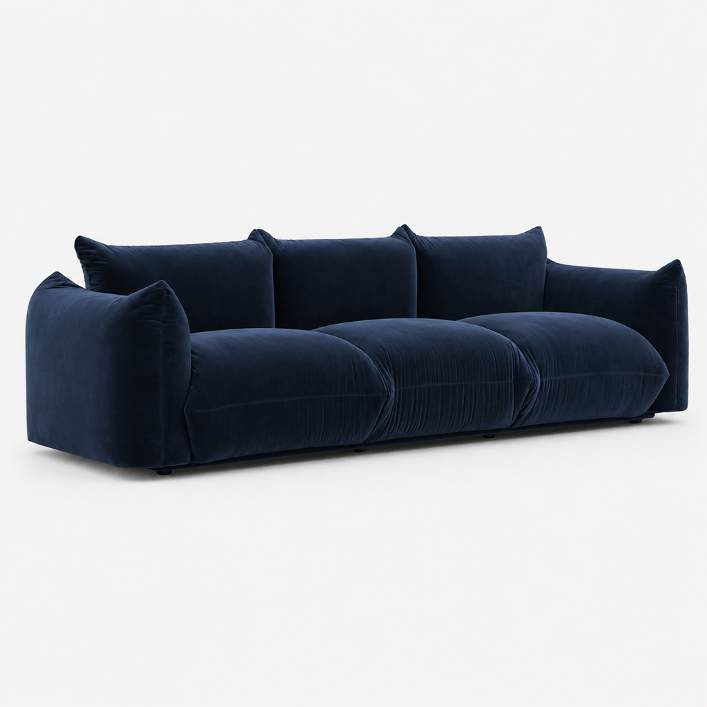 Montara Living 4-Seater Navy Blue Contemporary Sofa with Curved Arms