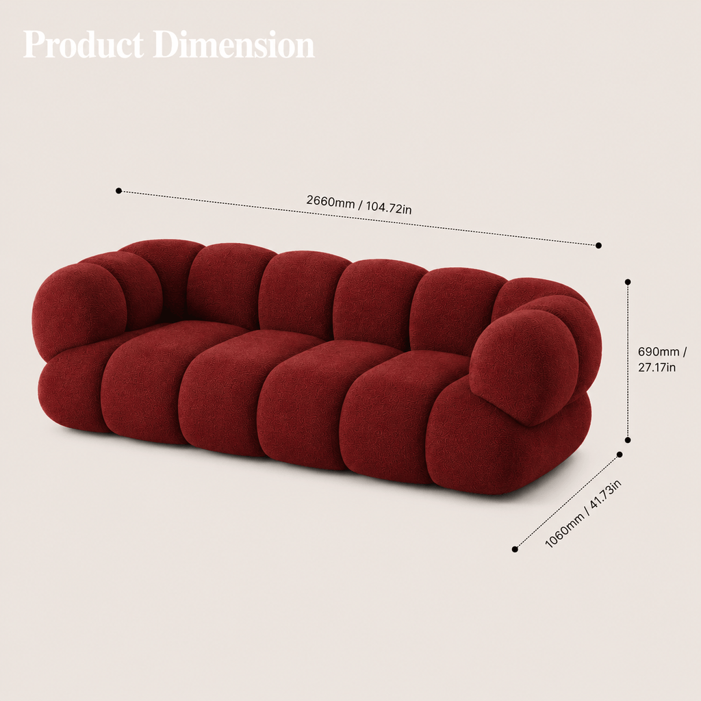 Montara Living 4-Seater Red Contemporary Sofa with Rounded Segments