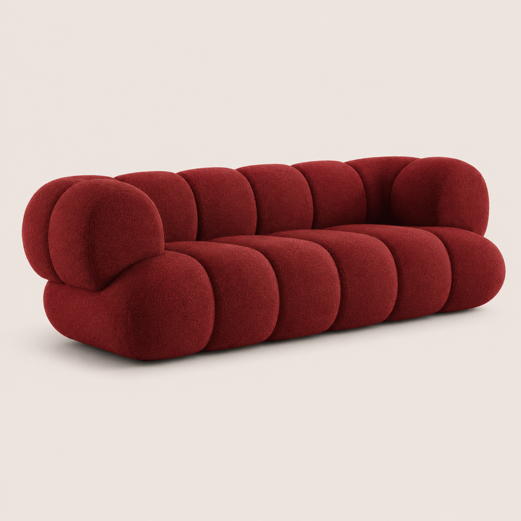 Montara Living 4-Seater Red Contemporary Sofa with Rounded Segments