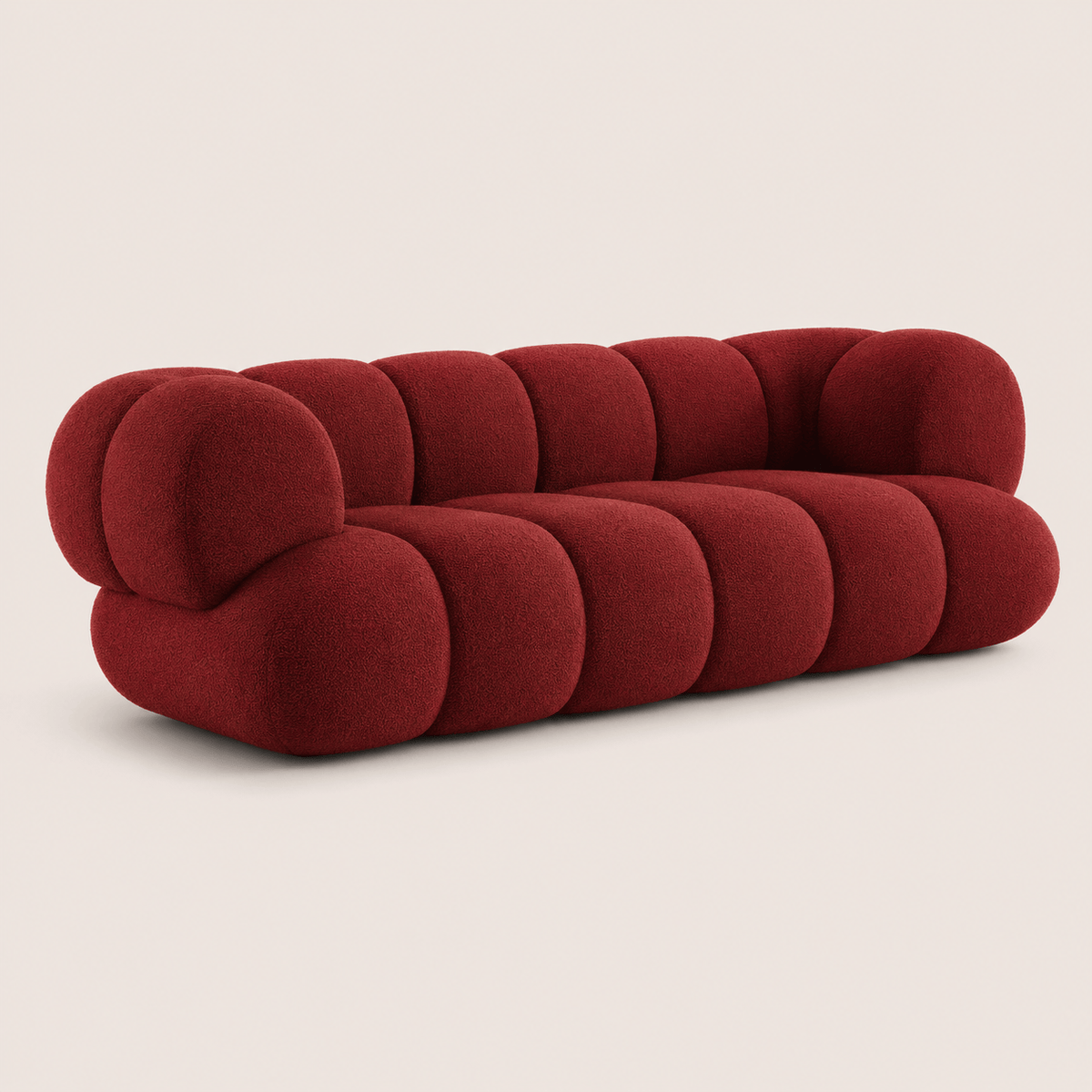 Montara Living 4-Seater Red Contemporary Sofa with Rounded Segments