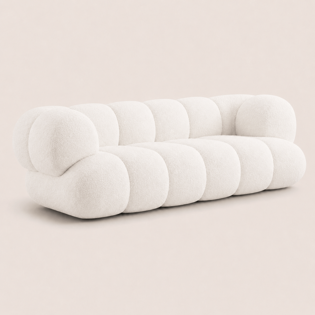 Montara Living 4-Seater White Contemporary Sofa with Rounded Segments