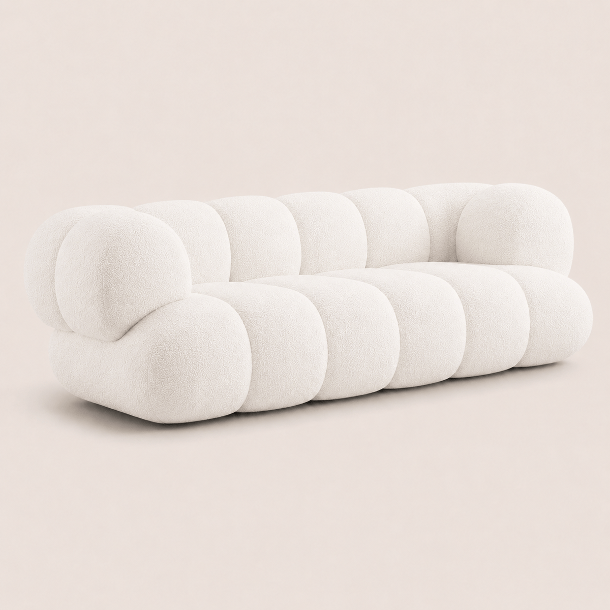 Montara Living 4-Seater White Contemporary Sofa with Rounded Segments