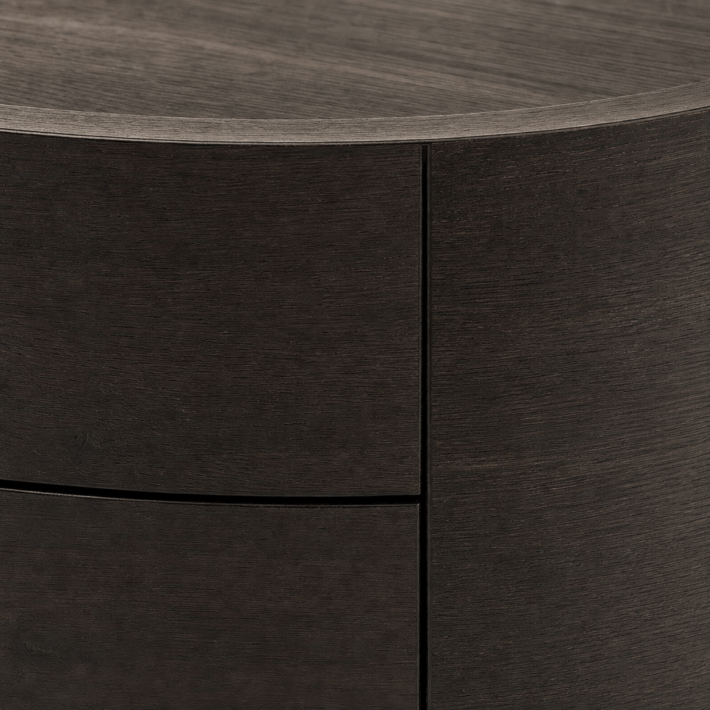 Montara Living 55.1" Dark Wood Curved Three-Drawer Sideboard with Tapered Legs